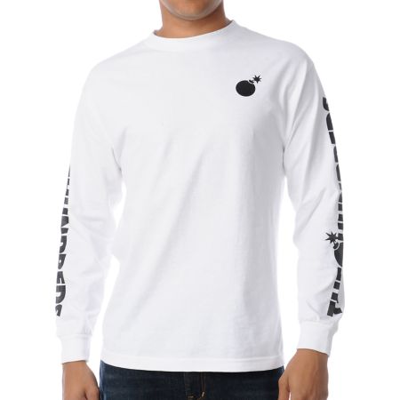 The Hundreds Bar Logo Long Sleeve White Tee Shirt