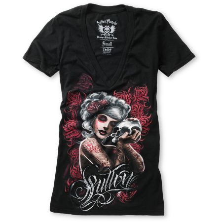 Sullen Girls Mourning Glory Black V-Neck Tee Shirt