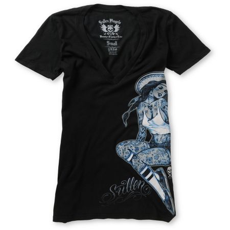 Sullen Girls Ball Point Black V-Neck Tee Shirt