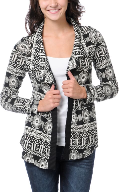 Lira Girls Black & White Flash Cardigan Sweater