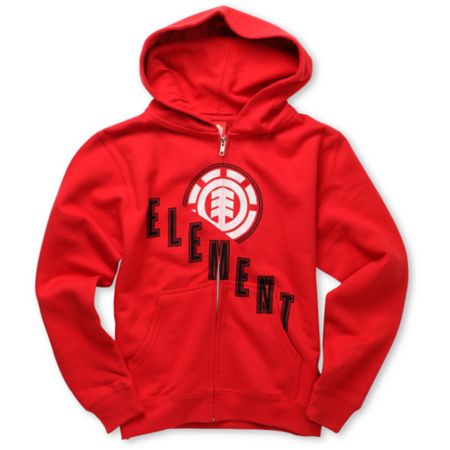 Element Boys Escalate Red Zip Up Hoodie