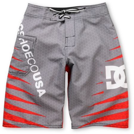 DC Carnivore 19 Grey & Red Boys Board Shorts