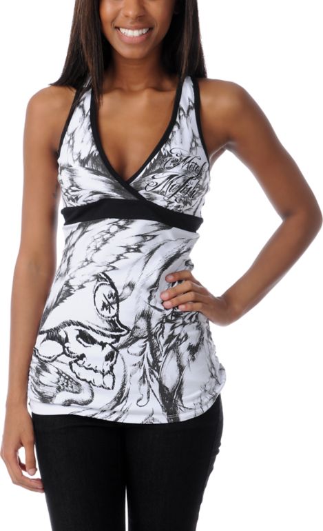 Metal Mulisha Starlett Black & White Racerback Tank Top