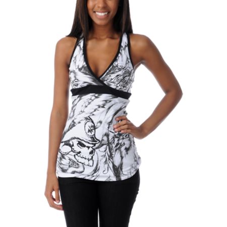 Metal Mulisha Starlett Black & White Racerback Tank Top
