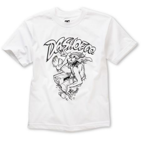 DC Boys Gnarl Buckets White UV Tee Shirt 