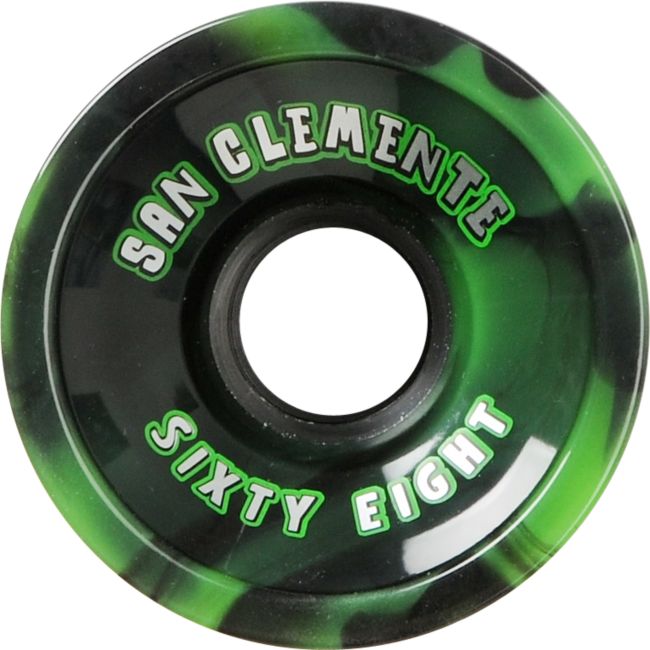 San Clemente Summer Swirl Green & Black 68mm Longboard Wheels