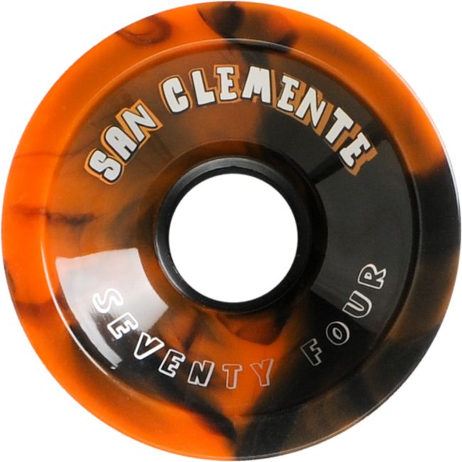 San Clemente Summer Swirl 74mm Black & Orange Longboard Wheels