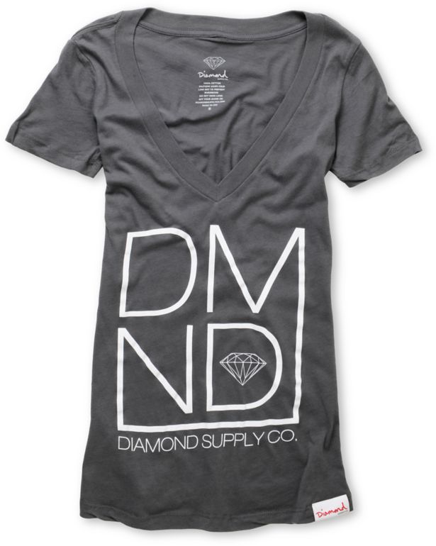 Diamond Supply DMND Charcoal V-Neck Tee Shirt