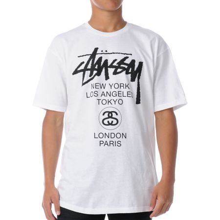 Stussy World Tour White & Black Tee Shirt