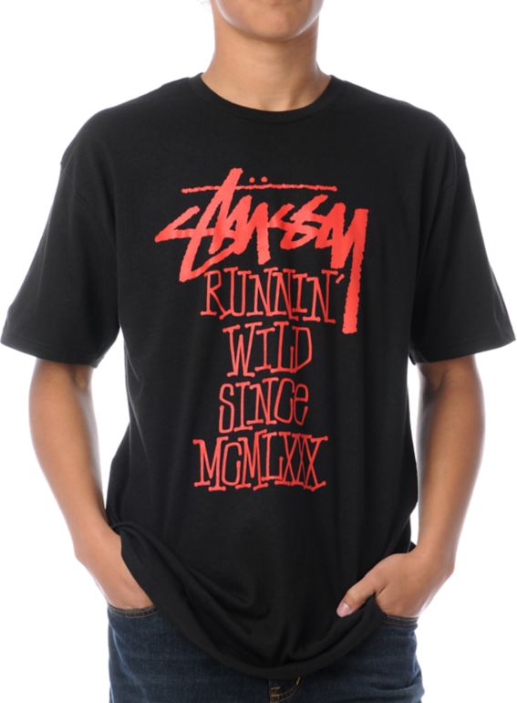 Stussy Runnin Wild Black Tee Shirt