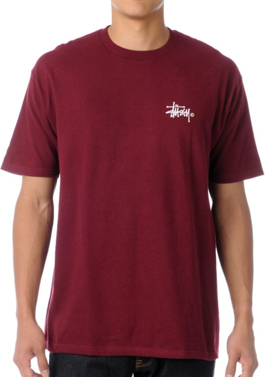 Stussy Basic Logo Dark Red Tee Shirt