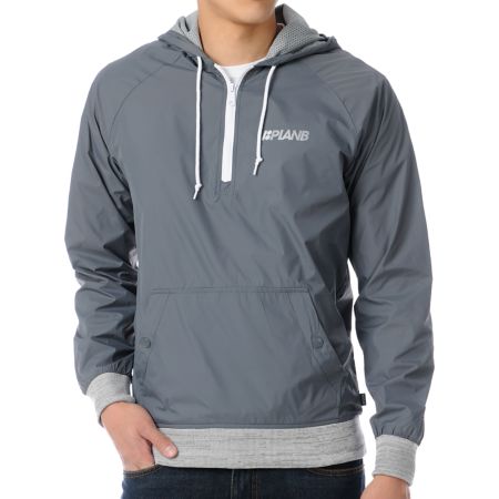 Plan B World Class Grey Pullover Windbreaker Jacket