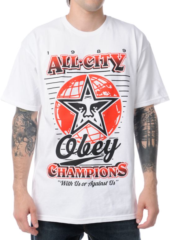 Obey 89 Champs White Tee Shirt