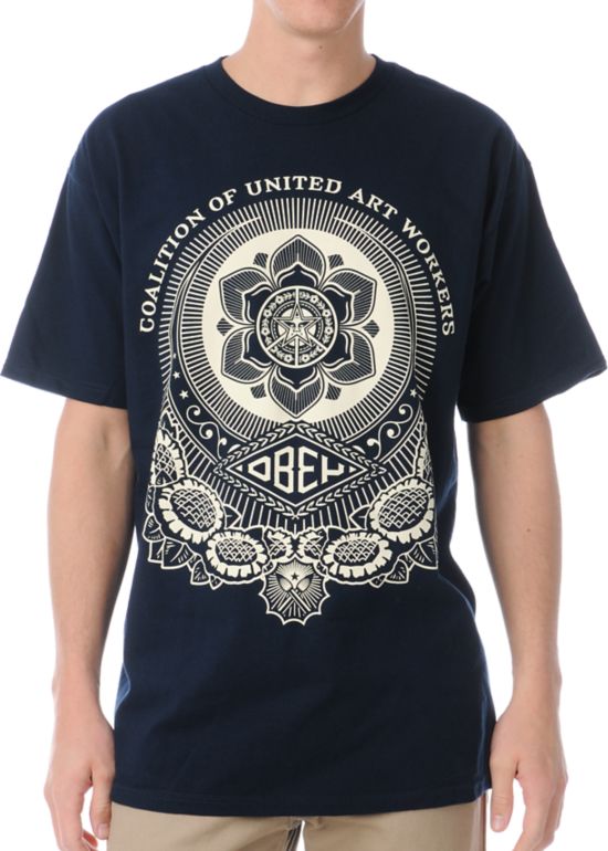 Obey United Art Workers Navy Tee Shirt