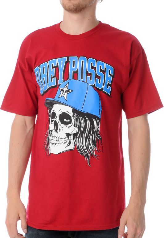 Obey Snapback Skull Red Tee Shirt