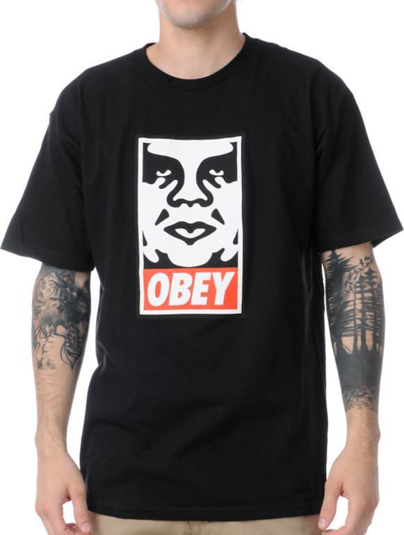 Obey Icon Face Black Tee Shirt