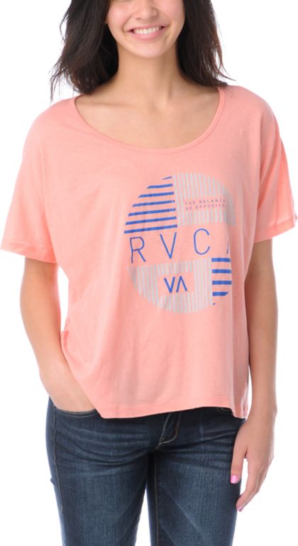 RVCA Girls Blinds Coral Monster Crop Tee Shirt