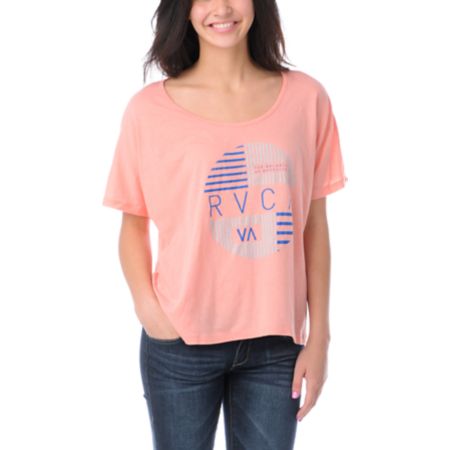 RVCA Girls Blinds Coral Monster Crop Tee Shirt