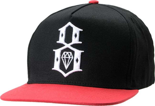 REBEL8 Classic Logo Black & Red Snapback Hat