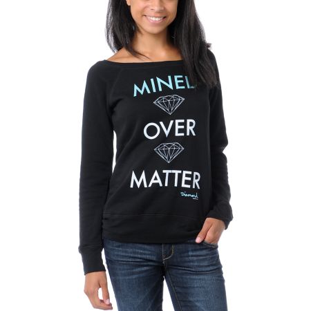 Diamond Supply Girls Mined Over Matter Black Crew Neck Sweatshirt