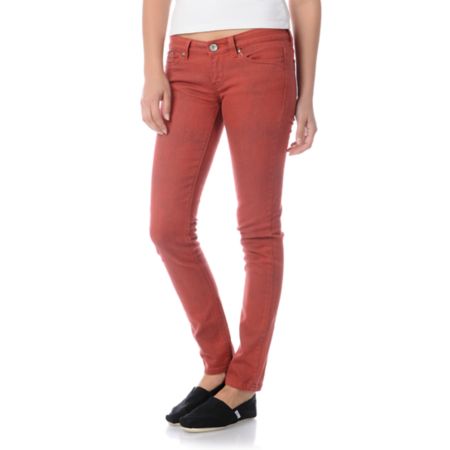 Unionbay Girls Cayenne Pepper Python Red Skinny Jeans