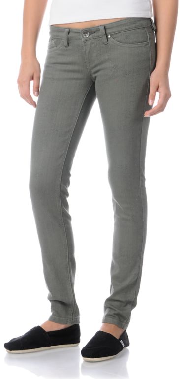 Unionbay Girls Gargoyle Python Print Olive Green Skinny Jeans