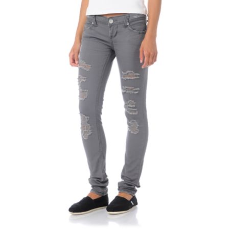 Almost Famous Jana Distressed Steel Grey Skinny Jeans