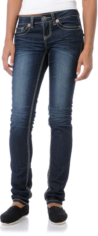 YMI Scarlet Tinted Blue Skinny Jeans
