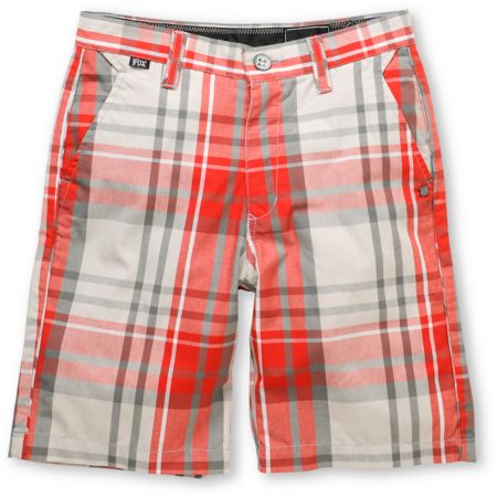 Fox Boys Drop Dead Red & Grey Plaid Shorts