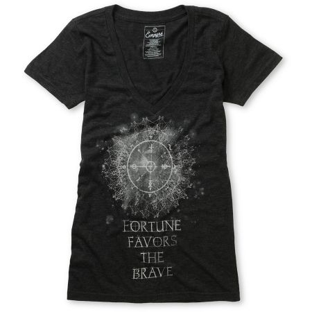Empyre Girls Fortune Charcoal V-Neck Tee Shirt 