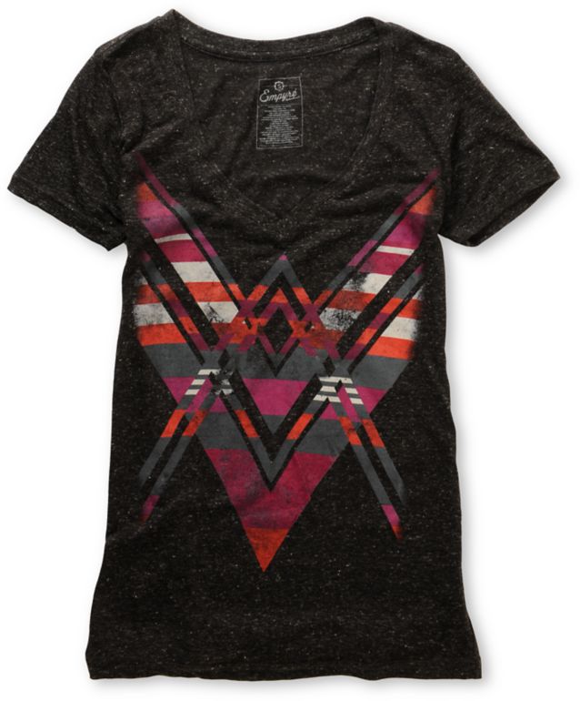 Empyre Girls Spear Heather Black V-Neck Tee Shirt