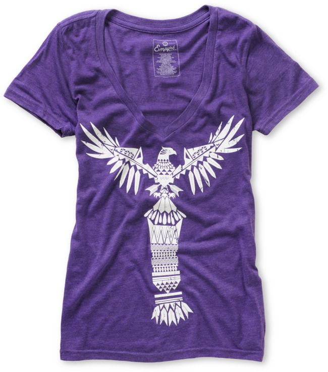Empyre Girls Totem Heather Purple V-Neck Tee Shirt