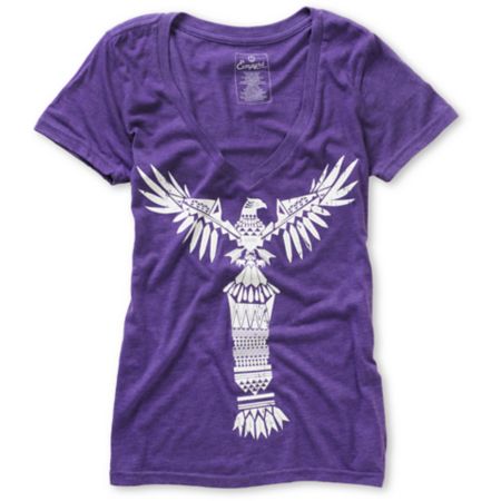 Empyre Girls Totem Heather Purple V-Neck Tee Shirt