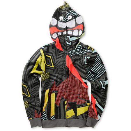 Volcom Boys Magmouth Black Printed Face Mask Hoodie