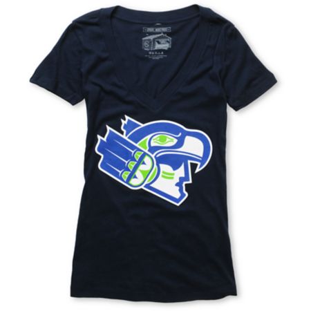 Casual Industrees Girls 12th Man Navy Blue V-Neck Tee Shirt