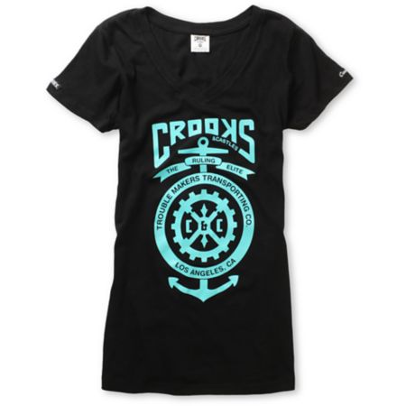 Crooks and Castles Girls Transporters V-Neck Tee Shirt