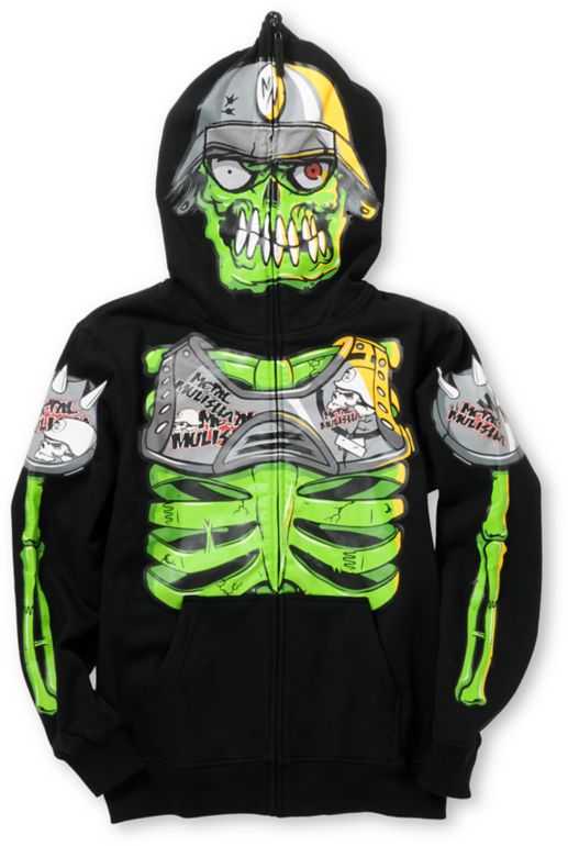 Metal Mulisha Boys Eyegore Black Full Zip Face Mask Hoodie