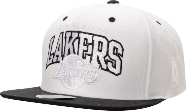 Mitchell And Ness LA Lakers Arch Logo White & Black Snapback