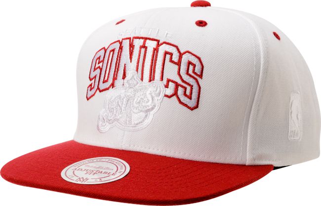 Mitchell And Ness Seattle Sonics White & Red Arch Snapback