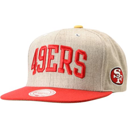 NFL Mitchell and Ness 49ers Arch 2Tone Grey Snapback Hat