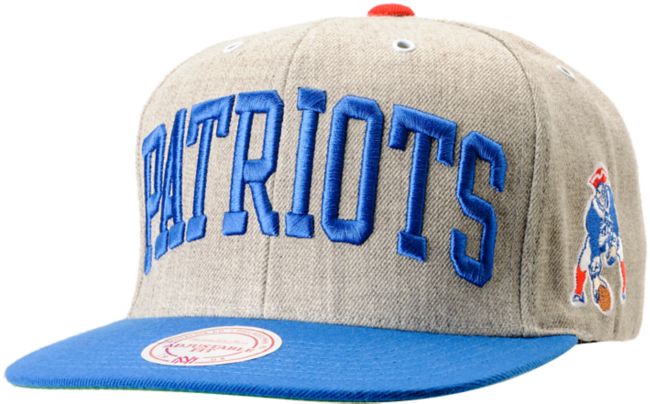 NFL Mitchell and Ness Patriots Arch 2-Tone Heather Grey Snapback Hat