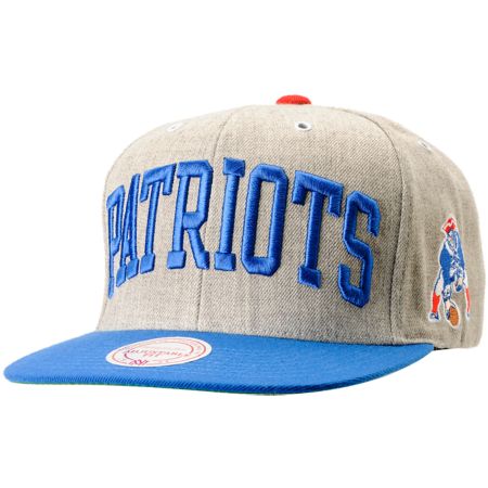 NFL Mitchell and Ness Patriots Arch 2-Tone Heather Grey Snapback Hat