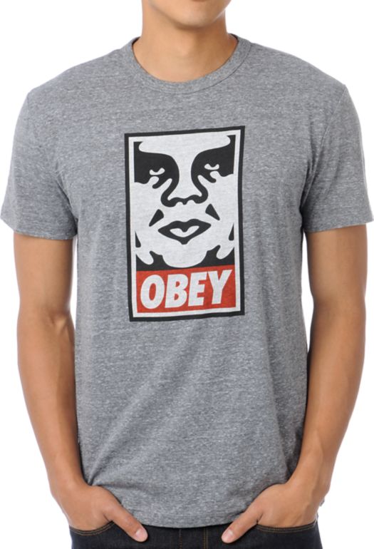 Obey Icon Heather Grey Tri-Blend Tee Shirt
