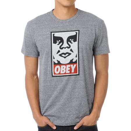 Obey Icon Heather Grey Tri-Blend Tee Shirt