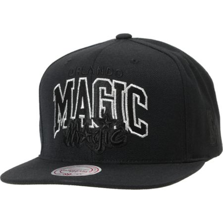 NBA Mitchell and Ness Magic Black Arch Snapback Hat