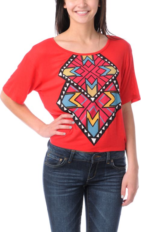 CDC Apparel Tribal Triangles Red Top