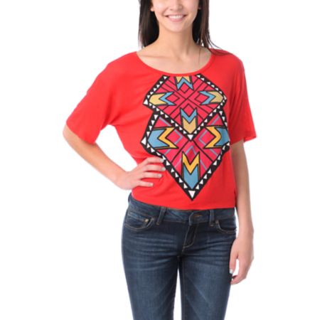 CDC Apparel Tribal Triangles Red Top