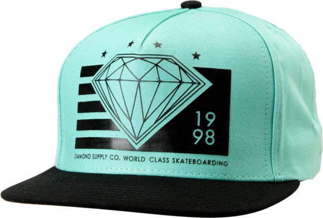 Diamond Supply World Class Mint & Black Snapback Hat