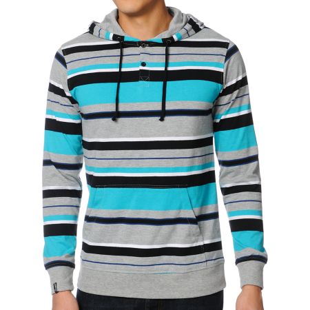 Empyre Leeway Turquoise Henley Pullover Hooded Shirt