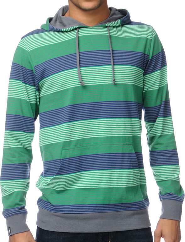 Empyre Fan Green Stripe Hooded Knit Shirt